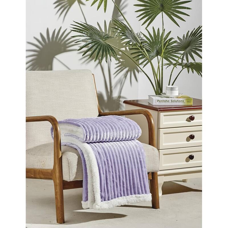 FAITH, HOPE, LOVE HOME DÉCOR Sherpa Corduroy Throw Blanket (50" x 60") - Lilac