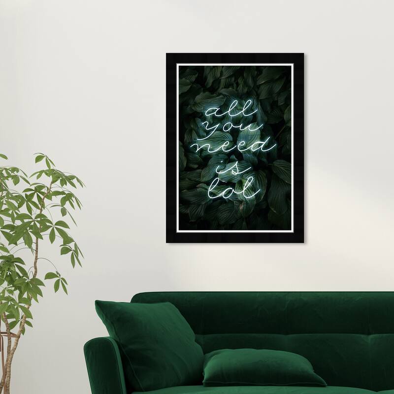 Wynwood Studio Prints Typography and Quotes All You Need Green and Dark Green Tropical Wall Art Canvas Print - Black