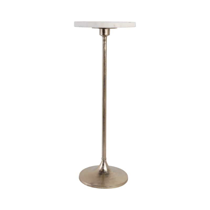 Metal Base Marble Top Modern Glam Accent Table Round Silhouette