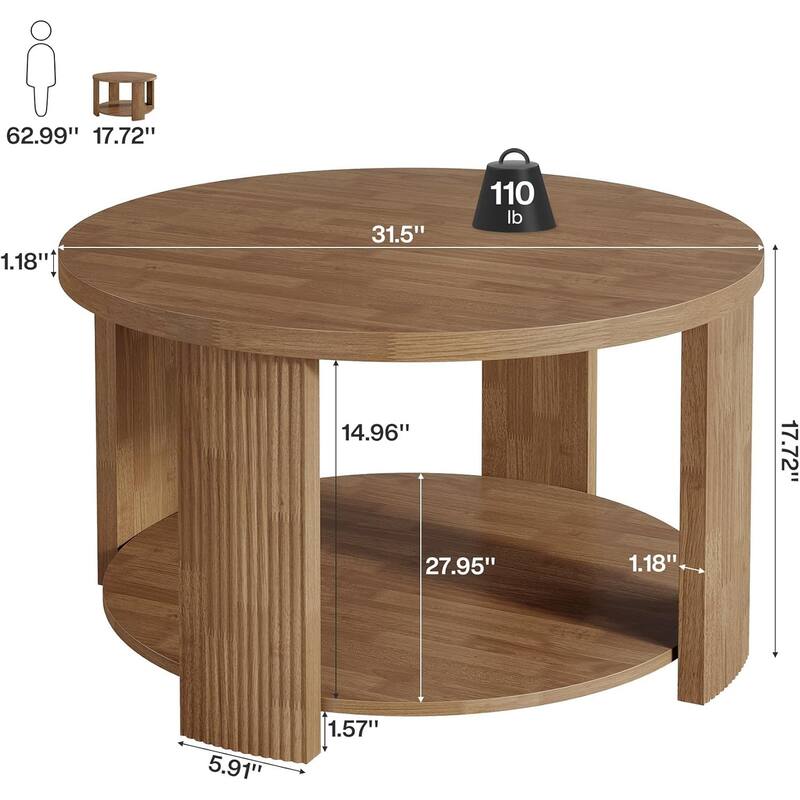 2-Tier Round Coffee Table for Living Room