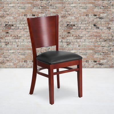 Solid Back Wooden Restaurant Chair - 17.25"W x 20.5"D x 33.5"H