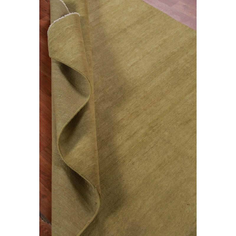 Hand Knotted Oriental 100% Wool Carpet Modern Solid Green Gabbeh Area Rug - 10' 1'' X 4' 11''