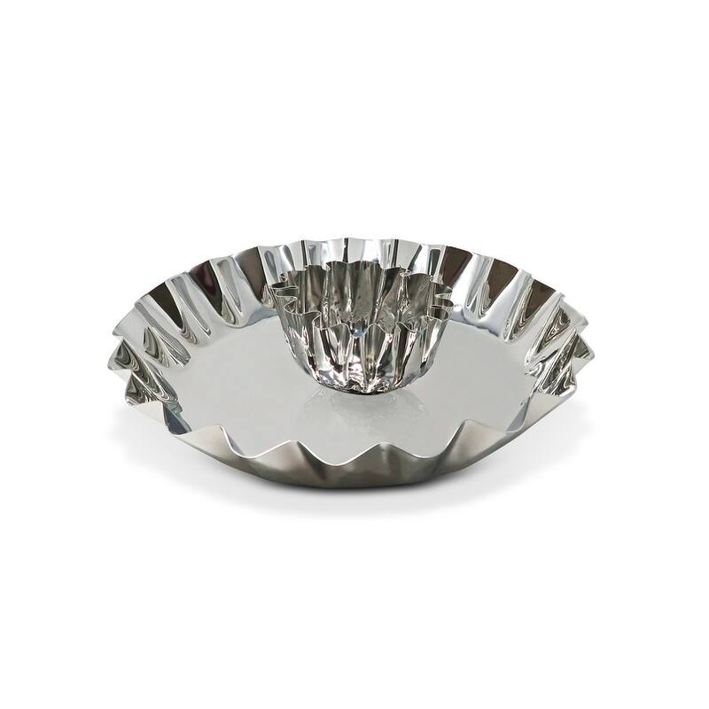 Chip and Dip Bowl 14.25"D Stainless Steel - Silver