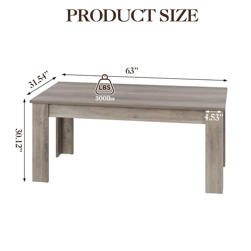 63 Inch Dining Table, Rectangular Dining Table for Kitchen