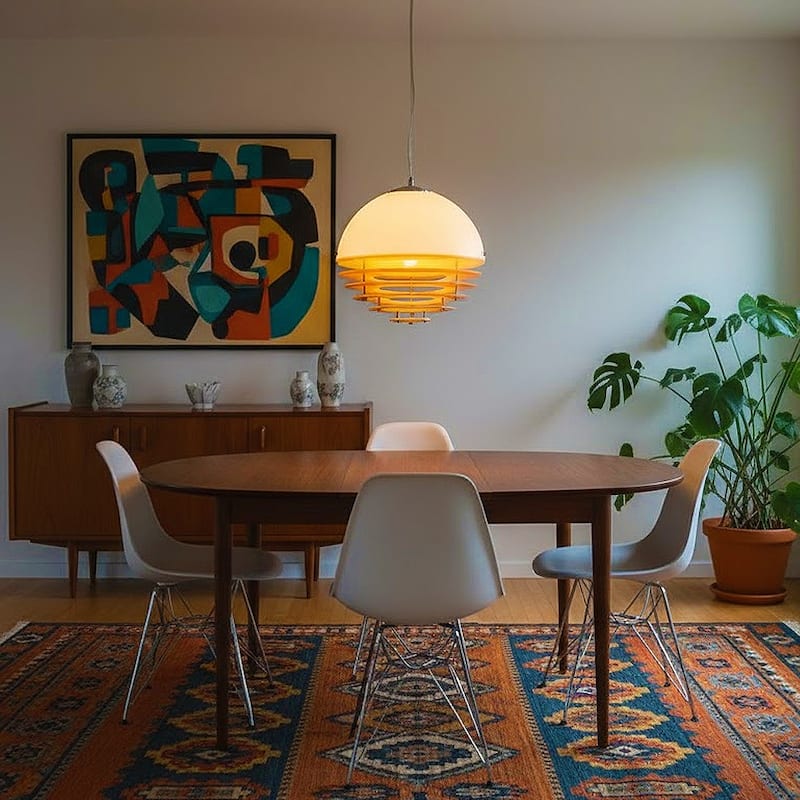 Bauhaus Sunset Ceiling Light Fixture, MCM Chandelier