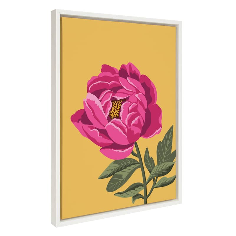 Kate and Laurel Sylvie Bright Peony Framed Canvas by Maria Filar