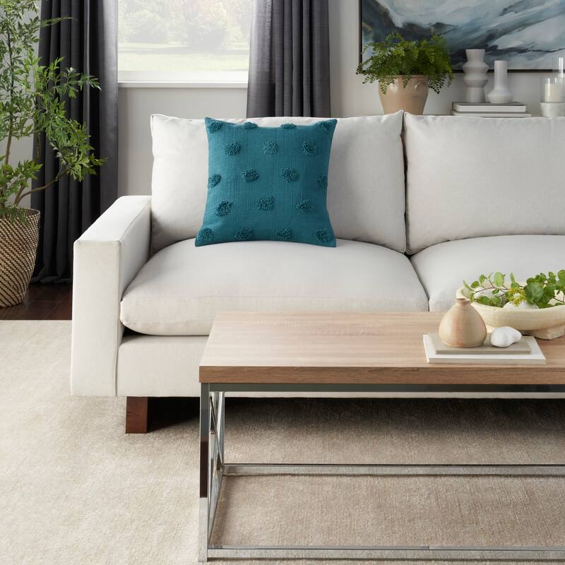  Mina Victory Life Styles Tufted Dots Solid Textured 18" x 18" Indoor Throw Pillow 