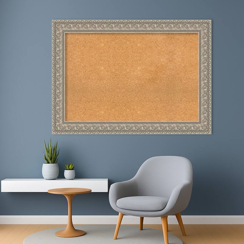 Sydney Silver Framed Cork Board - Bulletin Board, Organization Board, Pin Board