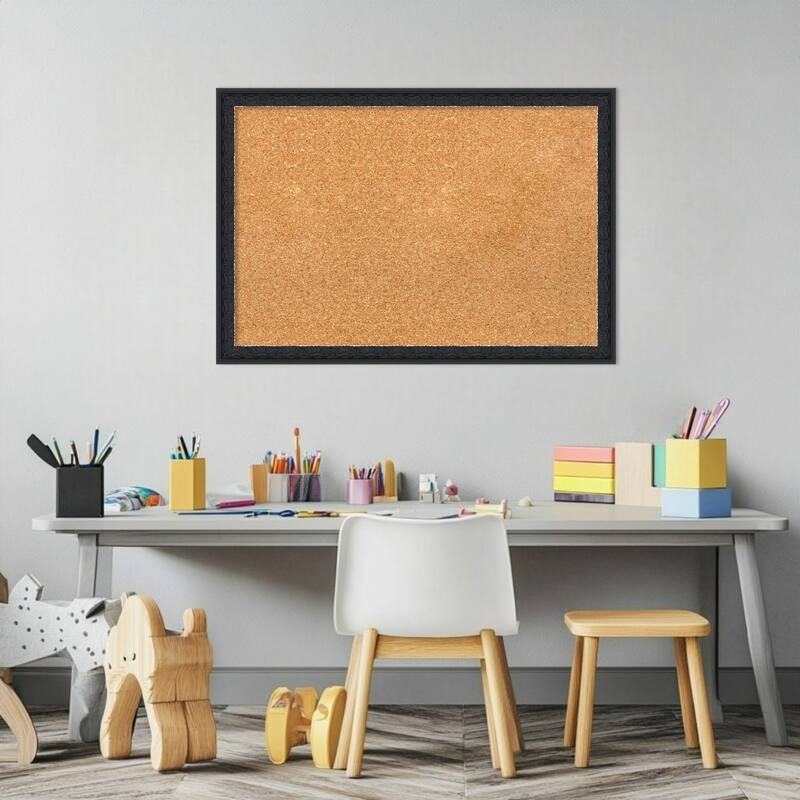 Bethany Black Wood Framed Cork Board - Bulletin Board, Organization Board, Pin Board