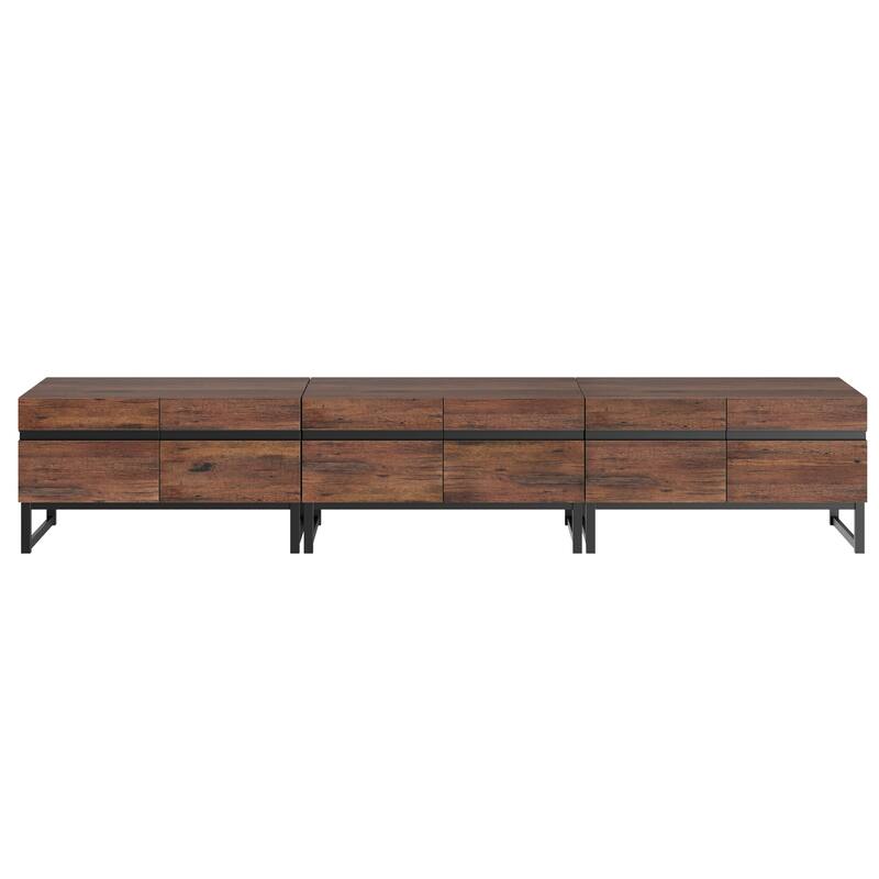 WAMPAT Modern TV Stand with Storage Cabinets, Wood Entertainment Center Media Console Table with Metal Legs for Living Room
