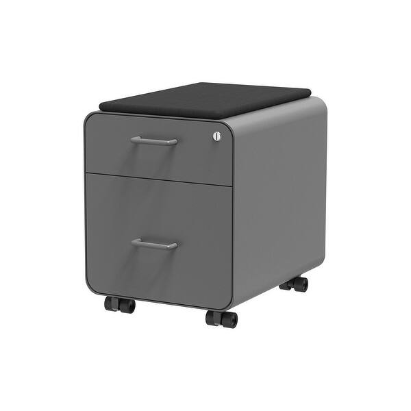 Shop Monoprice Round Corner 2 Drawer File Cabinet Gray Lockable