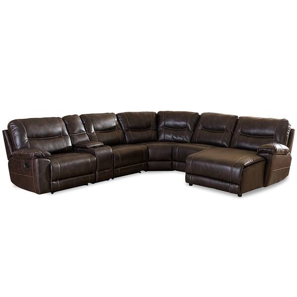 Shop Mistral 6pcs Dark Brown Bonded Leather 6pcs Sectional Sofa W