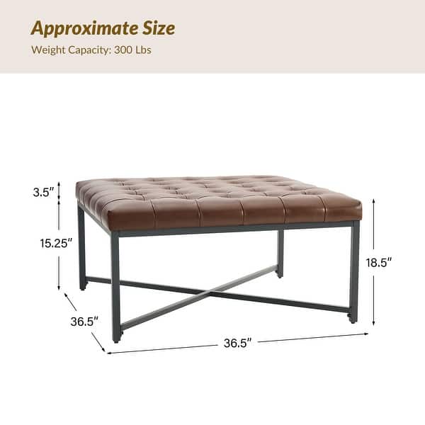 Oswald Modern Genuine Leather Bench with Button-tufted by HULALA HOME