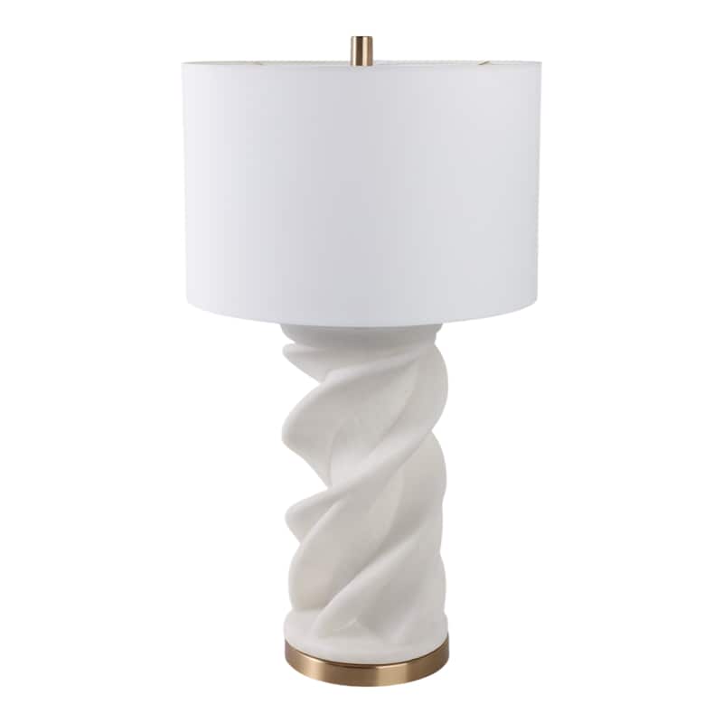 Stone Quartz Table Lamp Sculpted Twisted Base Fabric Shade - 29" White - 16" x 16" x 29" - 16" x 16" x 29" - White
