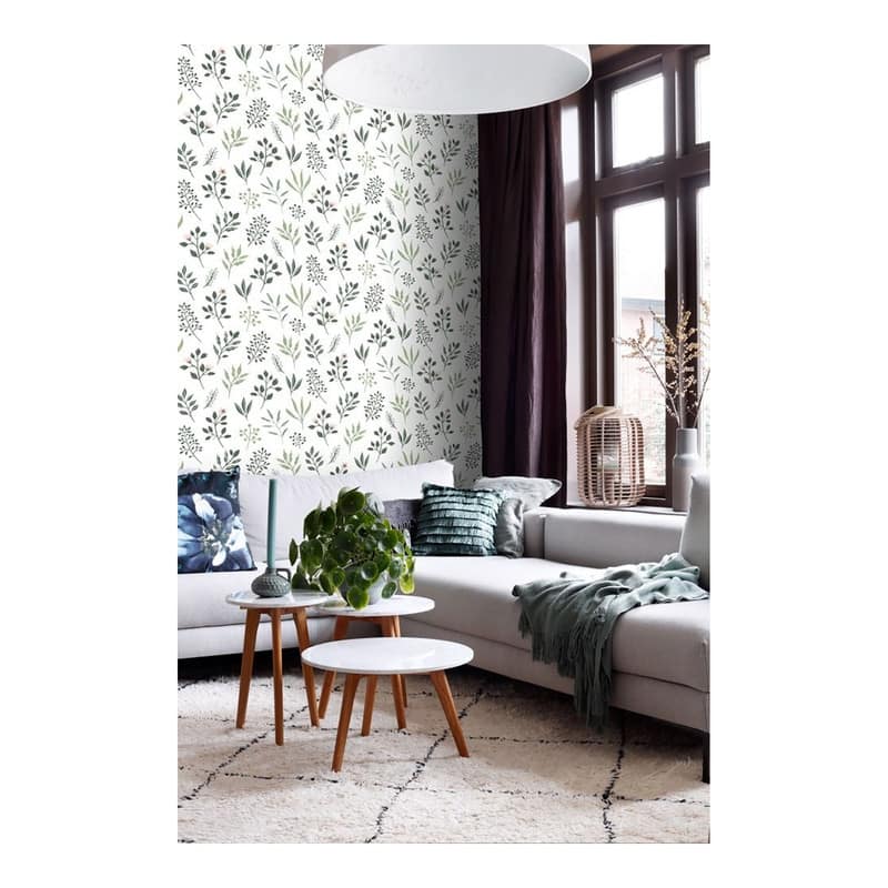 ESTA Home Cynara White Scandinavian Floral Wallpaper - 20.9 x 396 x 0.025