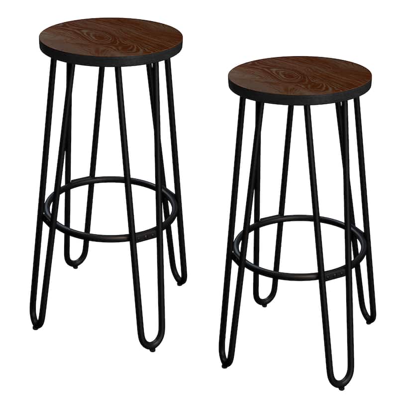 Modern Farmhouse Elm Wood 24"Barstool (Set of 2) by Lavish Home