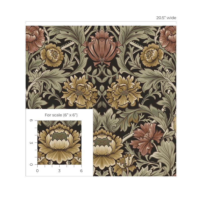 Harry & Grace Acanthus Floral Cameo Peel and Stick Wallpaper