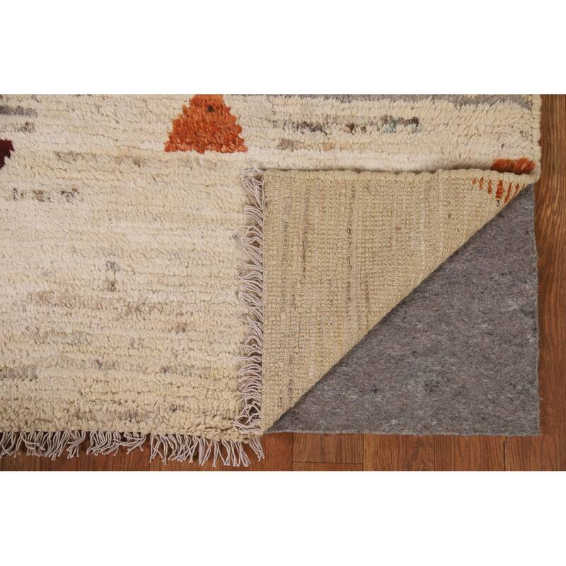 Hand Knotted Oriental 100% Wool Carpet Modern Tribal Beige & Ivories Moroccan Area Rug - 7' 10'' X 5' 8''