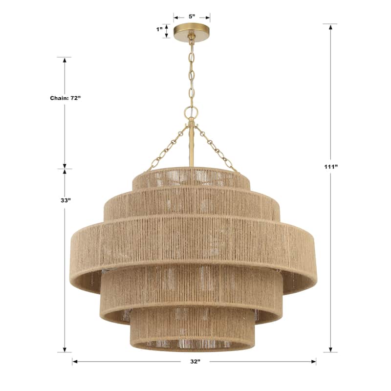 Shyla 20 Light Soft Gold Chandelier - 32"W x 33"H x 32"D