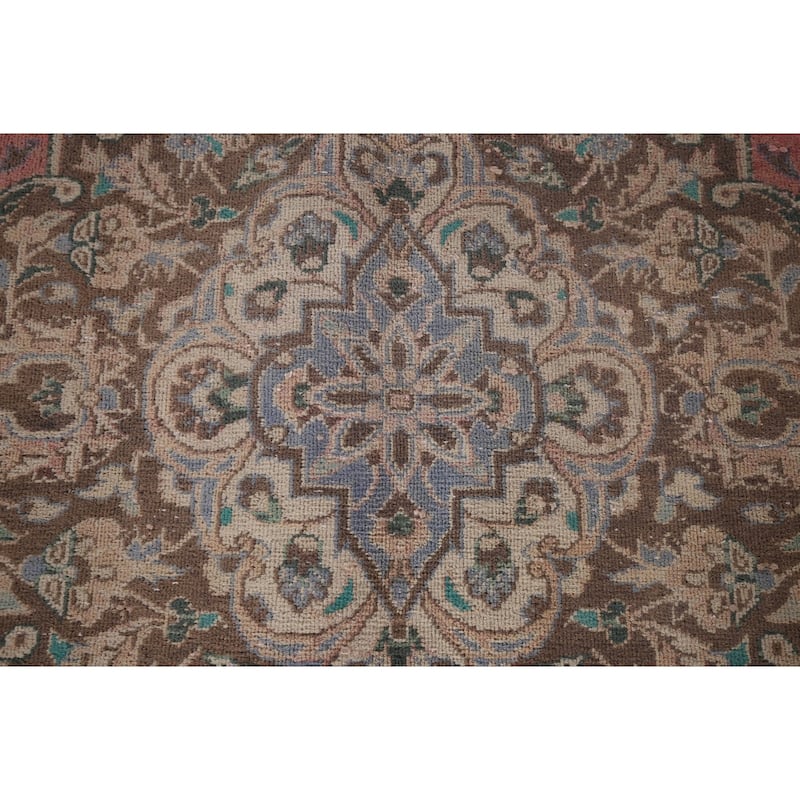 Mashad Persian Vintage Rug Hand-Knotted Oriental Wool Carpet - 9'10"x 12'9"