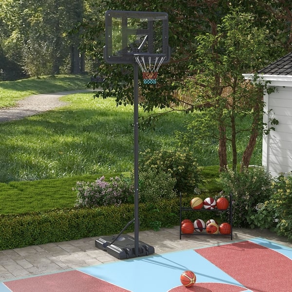 slide 2 of 8, Soozier Portable Basketball Hoop, 7.5-10FT Height Adjustable Swimming Pool Basketball Goal with 43.25" Backboard Black