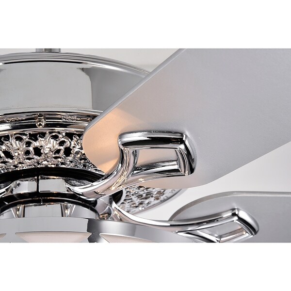 Muzanne Chrome 52-Inch 5-Blade Geometric Pattern Metal