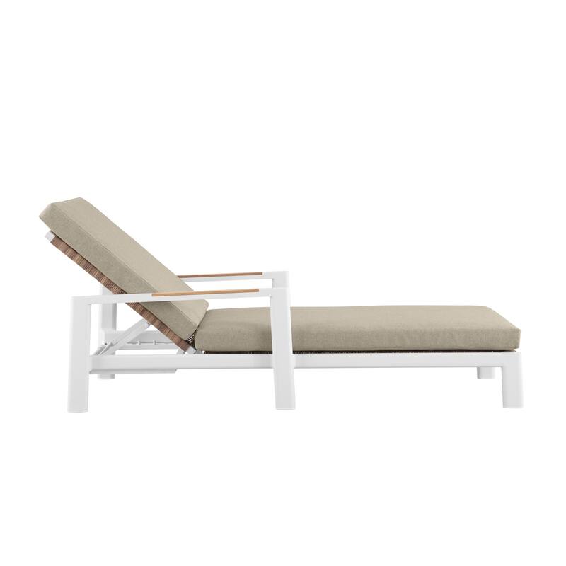 Arlo Teak & Wicker Aluminum Dual-Use Outdoor Chaise Lounge (Set of 2)