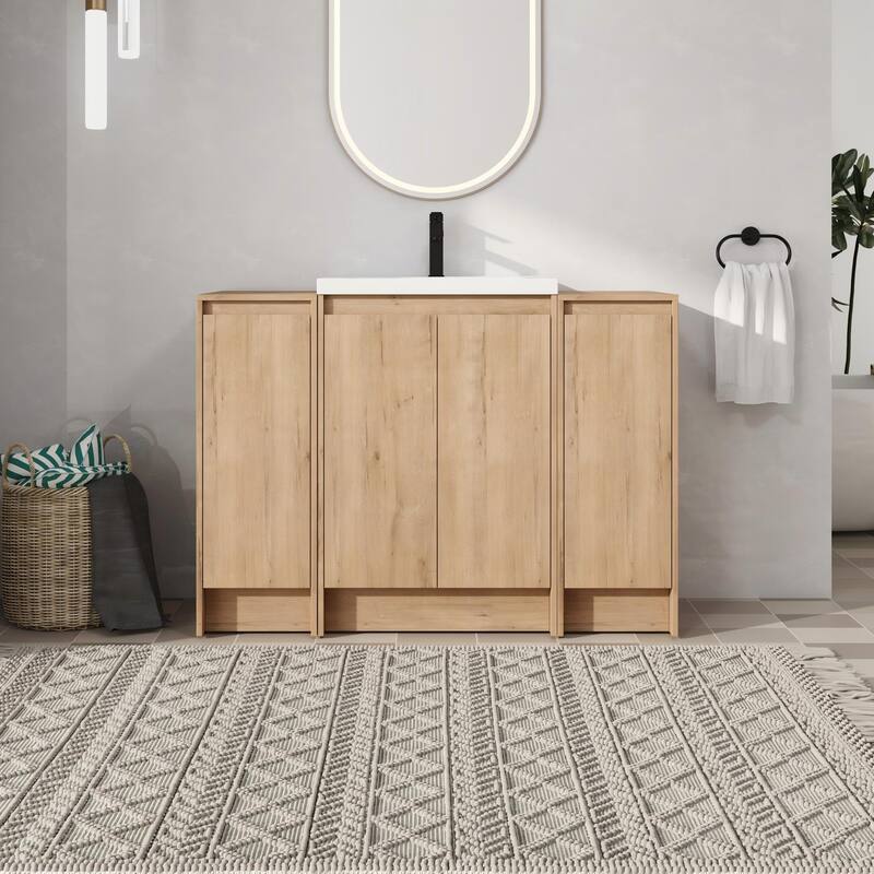 Malwee 36"/48"/60" Bathroom Vanity with Sink, FreeStanding Vanity with Soft Close Door and Adjustable Shelf - 47.3"×18.1"×35.3"