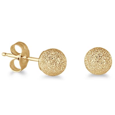 Marquee Jewels 14k Yellow Gold Laser-cut Ball Stud Earrings
