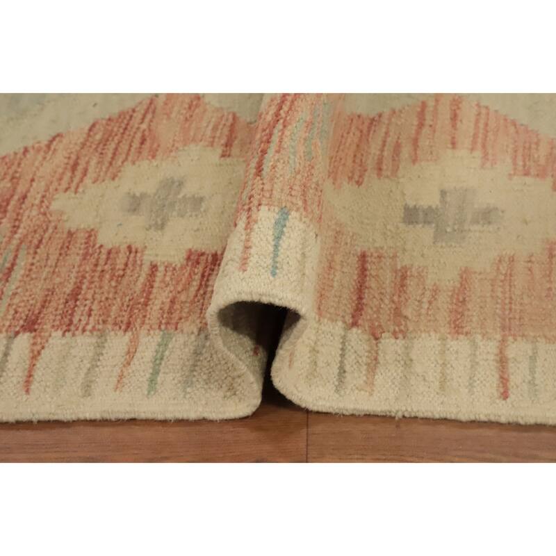 Hand Woven Oriental 100% Wool Carpet Southwestern Tribal Oranges & Rust Kilim Runner Rug - 5' 9'' X 2' 0''