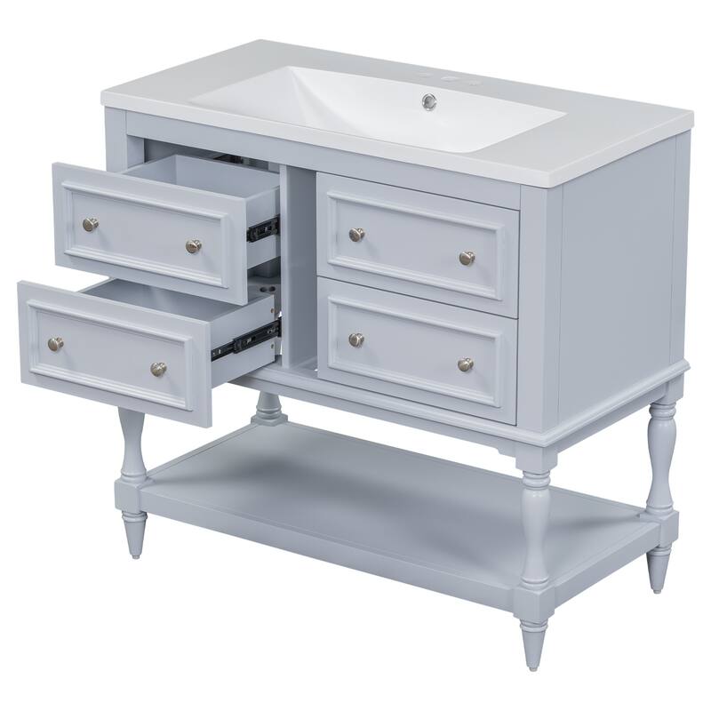 Bathroom Vanity Cabinet Free Standing Vanity Set with 4 Drawers