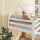 preview thumbnail 11 of 33, Wooden Twin over Twin Bunk Bed with House Roof, Ladder, Guardrails, and Under-Bed Storage
