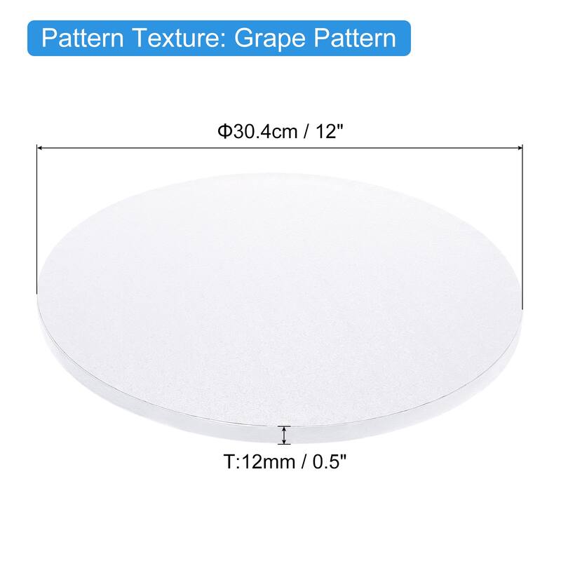 Cake Boards, 1Pcs Cardboard Cake Drums, 1/2" Thick Round Cake Base - White - 12 Inch