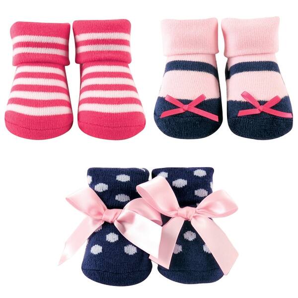 slide 1 of 1, Luvable Friends Baby Girl Socks Giftset, Pink Navy, 0-9 Months - Pink Navy Pink Navy - 0-9 Months