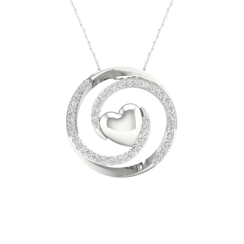 1/8ct TDW Diamond Swirl Heart Pendant in Silver for Women