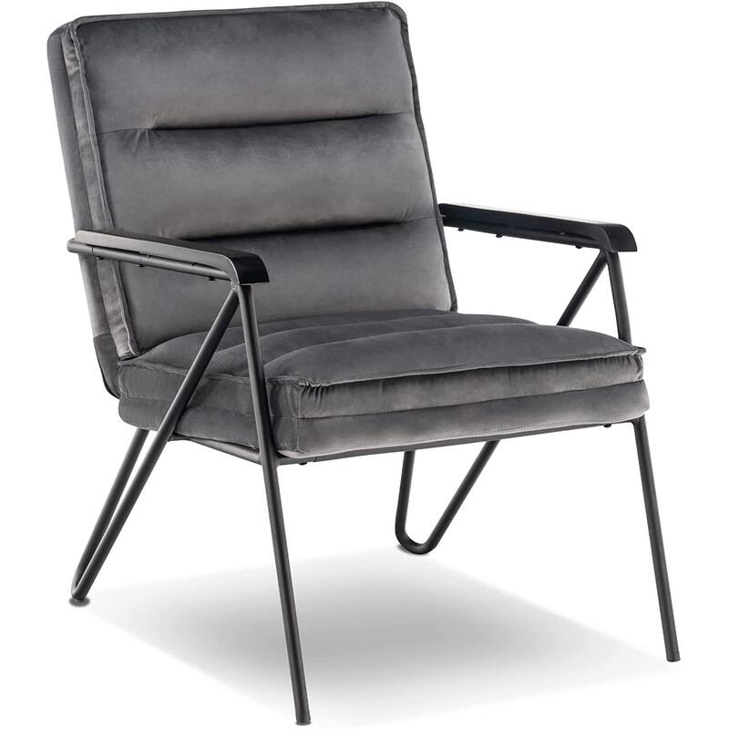 MCombo Tufted Velvet and Iron Club Chair with Ottoman