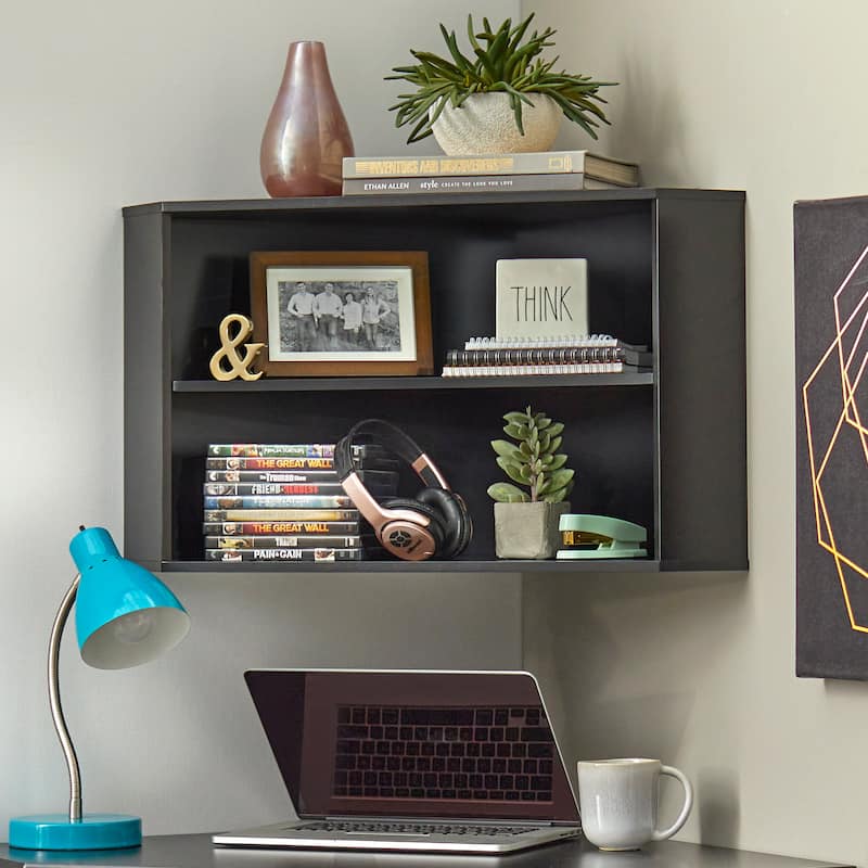 Simple Living Hanging Corner Hutch - Black