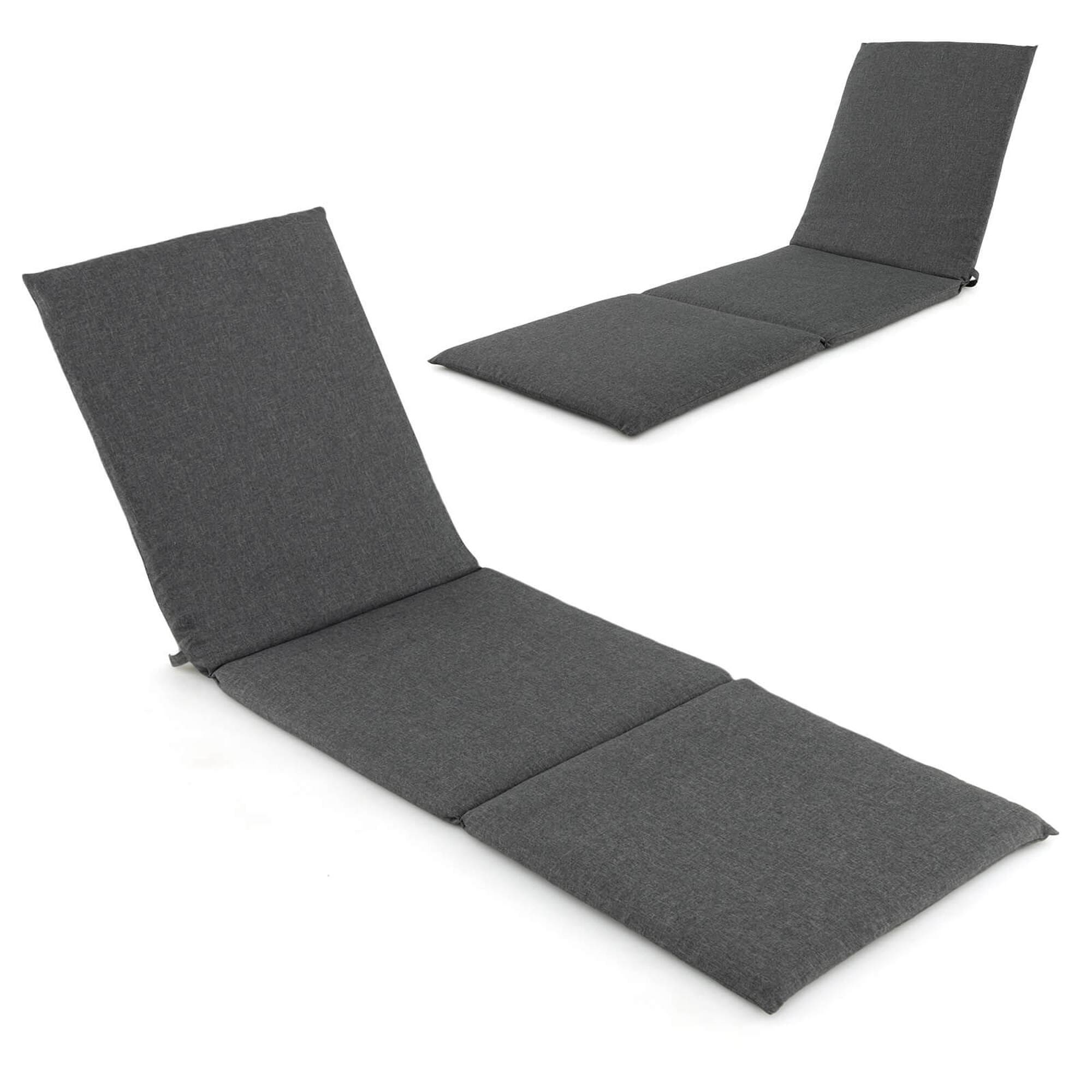 Costway 1/2 PCS Outdoor Chaise Lounge Cushion with Hook & Loop