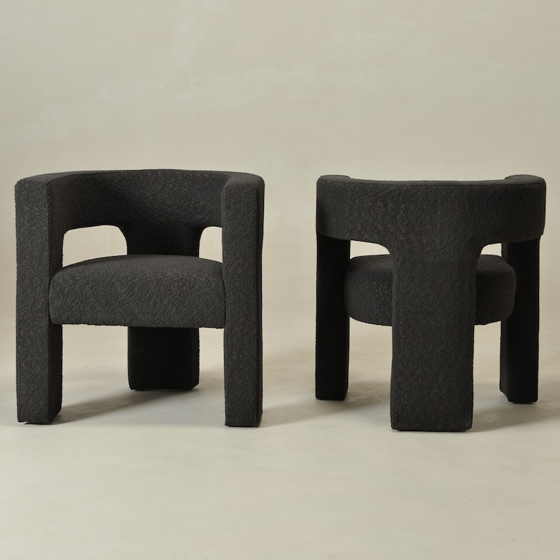 KINWELL 28" Wide Boucle Upholstered Square Armchair (Set of 2)