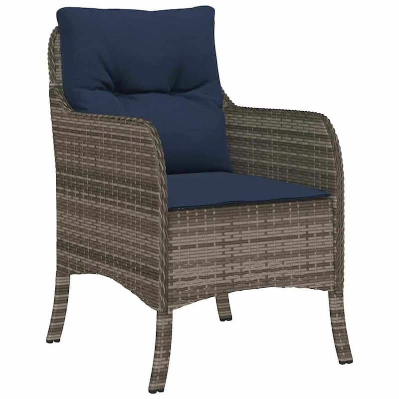 vidaXL Garden Dining Set with Cushion Grey Poly Rattan