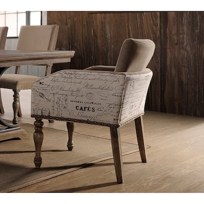 Modern 2 Piece Script Print Dining Chair with Nail Head, Cushions, Backrest for Dining Room Kitchen Bedroom Living Room