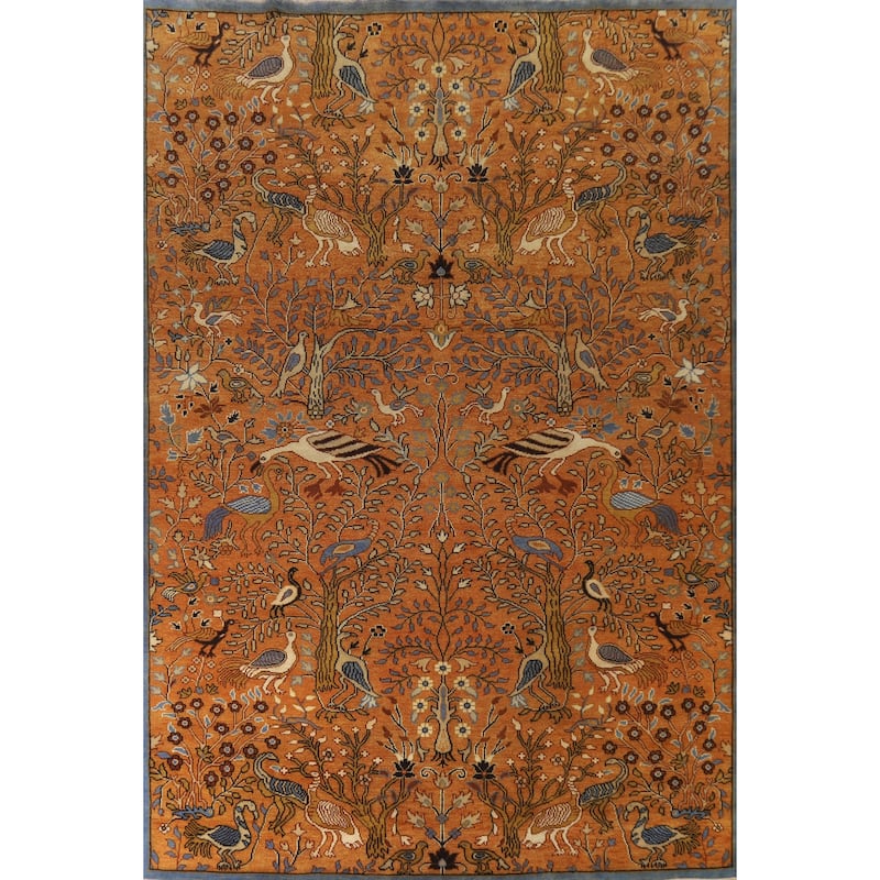Animals Ziegler Oriental Large Rug Handmade Wool Carpet - 9'10" x 13'9"