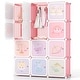 preview thumbnail 7 of 68, Kids Wardrobe Closet with Hanging Section and Cute Doors Pink-12-Cubes