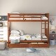 preview thumbnail 2 of 7, Walnut Twin Bunk Bed with Ladders & Storage Drawers