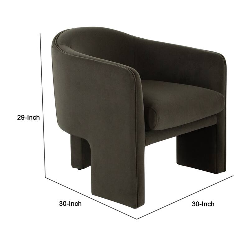 Lery Accent Chair, Green Winter Moss Performance Velvet, Curved Design