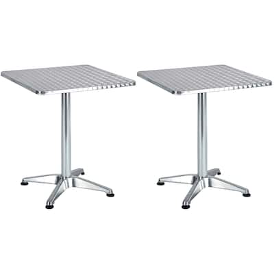 BTEXPERT Indoor Outdoor 23.75" Square Restaurant Table for Patio Steel Aluminum Furniture with Base Set of 2
