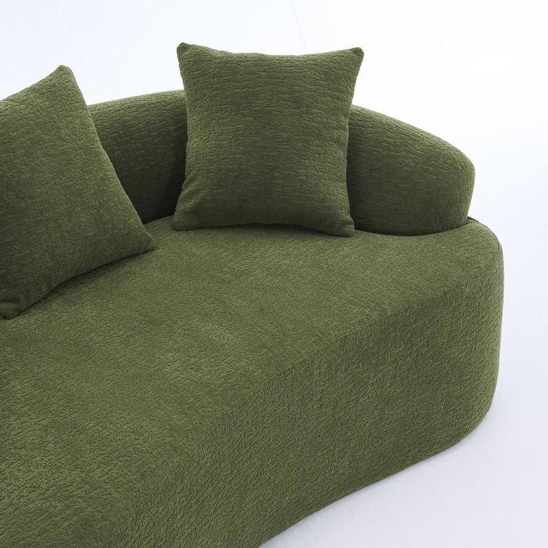 2-Seater Plush Curved Sofa,Pink Chenille,Compact,No Assembly,300lbs