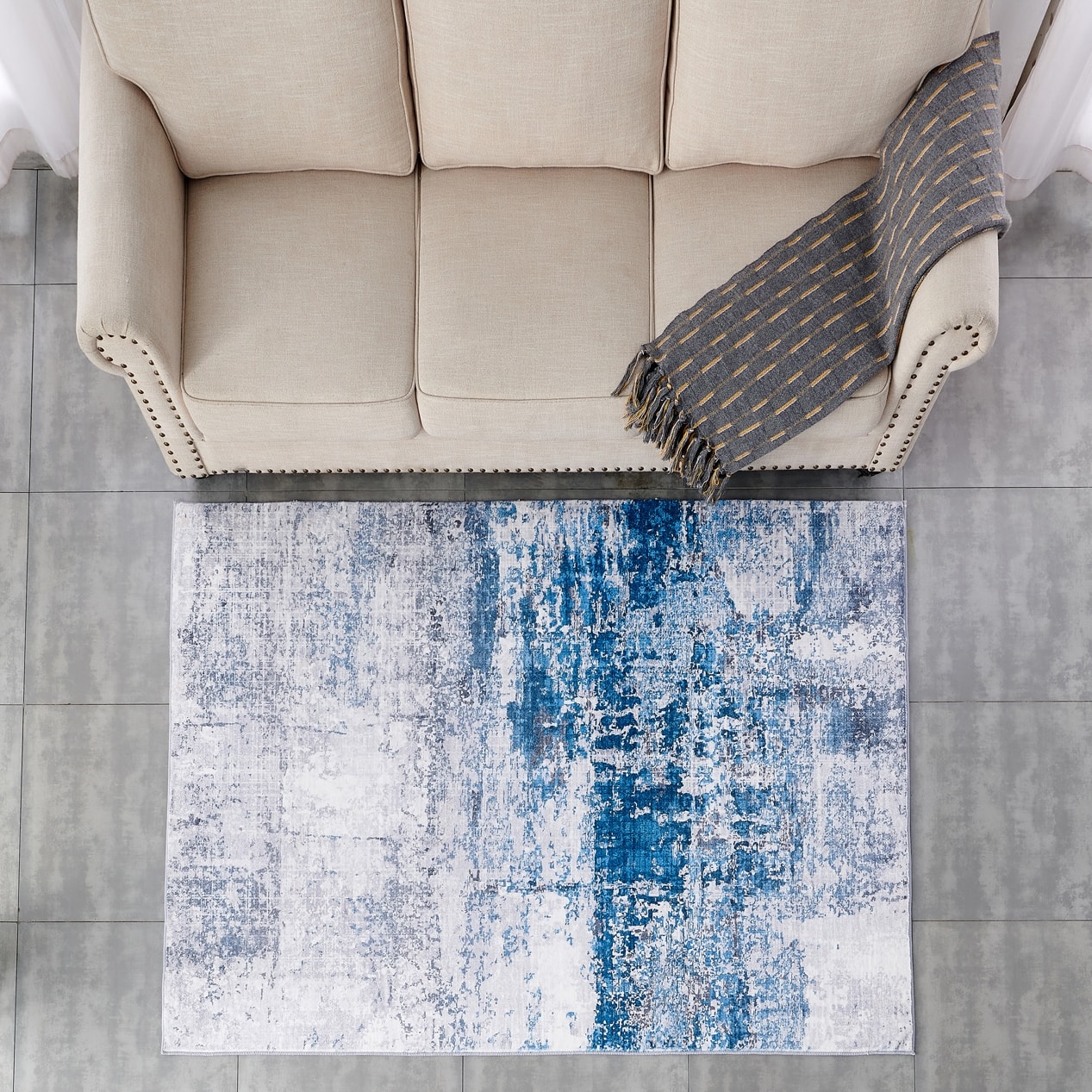 Abstract Design Machine Washable Super Soft Area Rug 48"×72" Bed