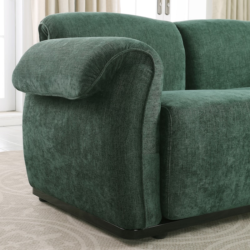 68.5" Chenille Modular Sofa - Fashionable Small Sectional with Iron Frame for Living Room, Bedroom