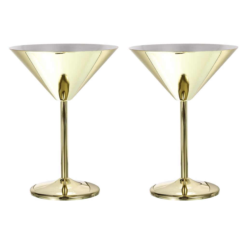 Stainless Steel Martini Cocktail Glasses, 2Pcs 180ml/6 OZ , Gold